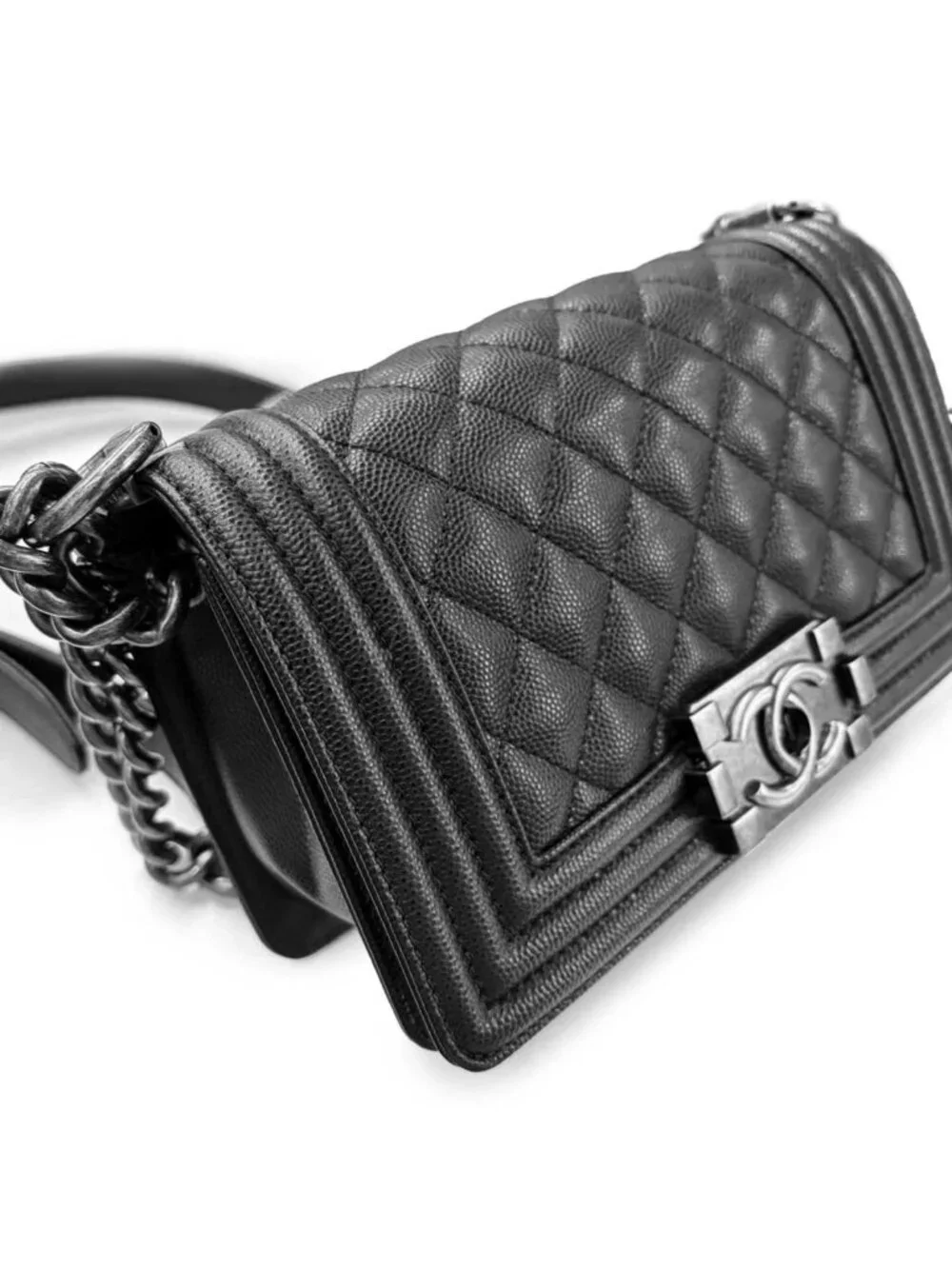 Chanel Boy Small Chain Shoulder Bag Caviar Leather Black